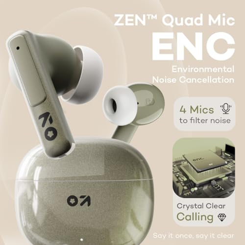 GOBOULT W60 True Wireless in Ear Earbuds 60H Playtime, ZEN Quad Mic ENC, 50ms Xtreme Low Latency, Made in India, Type-C Fast Charging, 13mm Driver, IPX5 Combat Gaming mode,TWS Ear Buds Wireless(Green) - Image 4