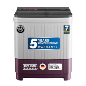 Bosch 8.5 kg 5 Star Semi-Automatic Top Loading Washing Machine (2025 Model, WJP854V0IN, 3 Wash Programs, Anti-Rust Body, 1300 RPM Spin Speed, Wine, 5 Years Comprehensive Warranty)