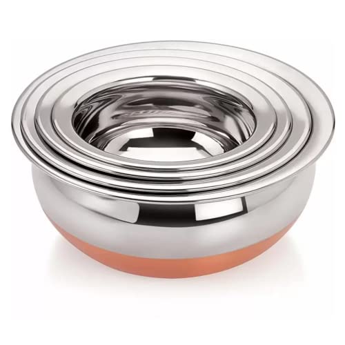 Sprucezone Set of 5 Copper Bottom Stainless Steel Handi Cookware Set (Capacity: 0.5, 0.75, 1, 1.5, 2 LTR) With Lid, Silver - Image 5