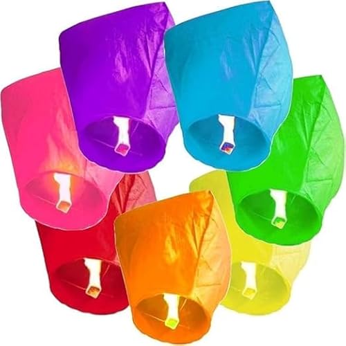 TRUFLAIR Paper Sky Lanterns Multicolour Hot Parachute Air Balloon Flying Night Sky Light Lamp with Fuel Wax Candle for Make a Wish/Diwali/Christmas (Pack of 20 PCS) - Image 4