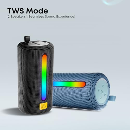 pTron Fusion Buzz 14W Bluetooth Speaker with Pristine Sound, 8hrs Playback, Rhythmic RGB LEDs, Multi-Play Modes BT5.3/TF Card/USB, TWS Feature, Integrated Button Controls, Type-C Charging (Black) - Image 7