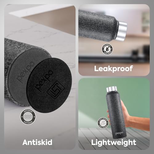 PEXPO Chromo 1000 ISI Certified Stainless Steel Sports/Fridge Water Bottle, 950ml, Black, Pack of 2 | BPA Free | Water Bottle for Office, Gym, School, Yoga, Trekking, Men, Women and Kids - Image 6