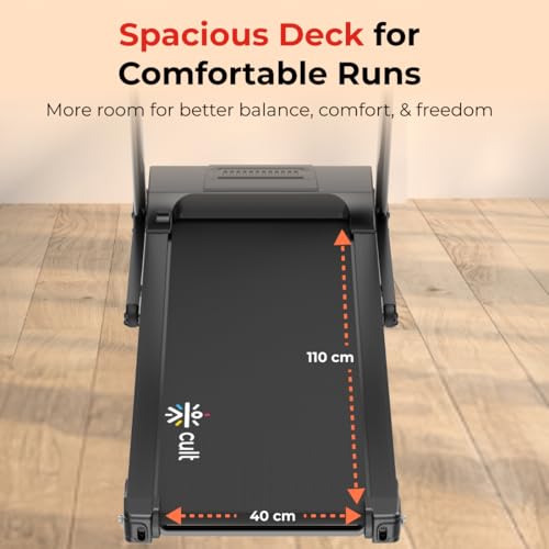 Fitkit by Cult PowerRun-96 BLDC Motor Treadmill (4.5HP Peak) | 12.8km/h Max Speed, 110kg Weight Capacity | 12 Preset Programs, LED Display | AUX/MP3/USB | Home Gym Equipment, Black - Image 8