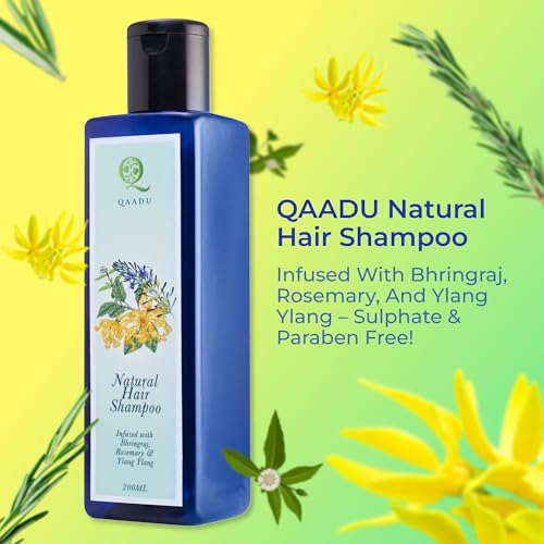 QAADU Natural Hair Shampoo | Herbal Formula with Bhringraj, Rosemary & Ylang Ylang | Sulphate & Paraben Free | Ideal for Thin, Dry, and Damage-Prone Hair | Nourishing & Anti-Dandruff | 200ml - Image 2