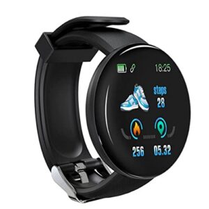 Fitness Band for Men Women D18 Bluetooth Activity Trackers Wrist Sport Watch Single Touch Interface, Water Resistant (Free Size) (Black Strap)