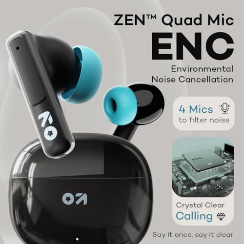 GOBOULT W60 True Wireless in Ear Earbuds 60H Playtime, ZEN Quad Mic ENC, 50ms Xtreme Low Latency, Made in India, Type-C Fast Charging, 13mm Driver, IPX5 Combat Gaming mode,TWS Ear Buds Wireless(Black) - Image 4