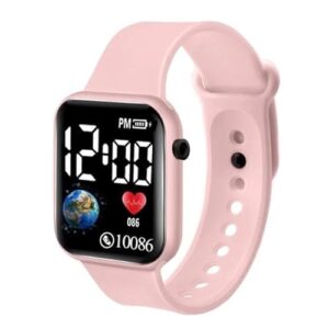 ZOVUTA Square Shape Dial Colorful Smart Looking Digital led Watch for Kids - Fully Waterproof Sportswatch Display- Best Gift for Diwali and Birthday-Date and Time Function Only - Peach