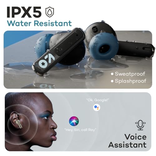 GOBOULT W60 True Wireless in Ear Earbuds 60H Playtime, ZEN Quad Mic ENC, 50ms Xtreme Low Latency, Made in India, Type-C Fast Charging, 13mm Driver, IPX5 Combat Gaming mode,TWS Ear Buds Wireless(Black) - Image 7