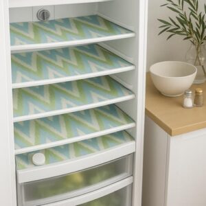 WWW.THROWPILLOW.IN Single Door Fridge Tray Mats Set of 6 Aqua Blue Fabric Liners for Main Trays, Veg Drawer & Bottle Racks | High GSM, Non-Plastic, Machine Washable, Durable & Scratch-Resistant