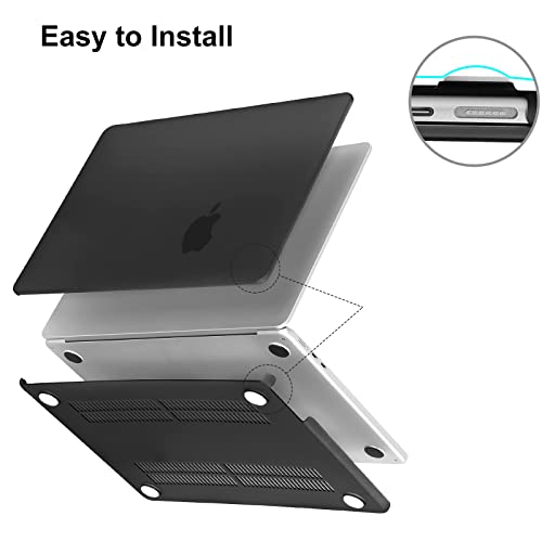 EooCoo Case Compatible for New MacBook Air 13.6 inch M4 A3240 M3 A3113 M2 A2681 with Touch ID,2025 2024 2022 Release,M2 M3 M4 Air 13'' Laptop Protective Plastic Hard Shell Cover,Matte Surface, Black - Image 5