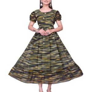 Aika Creation Women's Georgette Printed Dress MF Lizza Green-XL