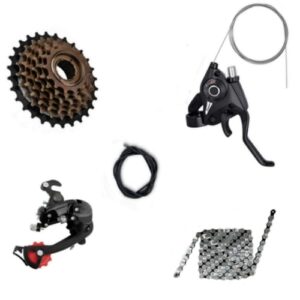 Xezon Bicycle 7 Speed Gear Set with Derailleur Chain Freewheel Bicycle Gear Set 7 Speed with Derailleur Chain Freewheel