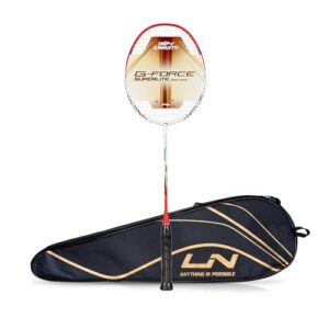 Li-Ning G-Force 5800 Superlite Strung Badminton Racquet with Free Head Cover| 78 Grams (White/Red/Blue)