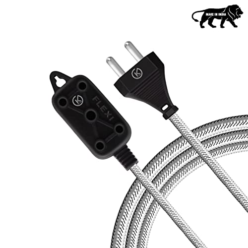 klick Gadgets 2 Pin & 3 Pin | Male Female | Expandable Electric Wire Extension | Power Cord 2.5Mt | Perfect Multipurpose | Home Decor | Office | Festival Decoration | Pack of 1 | Silver Colour - Image 5