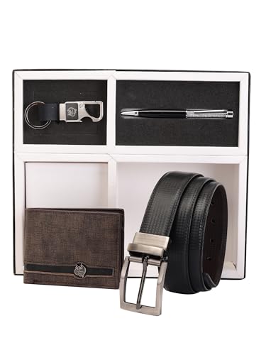 ZEVORA Leather Belt Gift Hamper for Men I Wallet, Keychain & Pen Combo Gift Set (Fits Waist Size 30-40inch) (Pack of 4) nw43 - Image 2