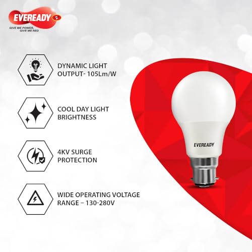 Eveready 5 Watts Led_Bulb_5 Light|Long Life & Low Maintenance|Mercury-Free|High Efficiency & Glare-Free Light|100 Lumens Per Watts|Cool Day Light (6500K), B22 - Image 4