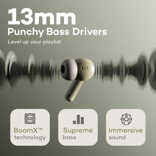 GOBOULT W60 True Wireless in Ear Earbuds 60H Playtime, ZEN Quad Mic ENC, 50ms Xtreme Low Latency, Made in India, Type-C Fast Charging, 13mm Driver, IPX5 Combat Gaming mode,TWS Ear Buds Wireless(Green) - Image 6