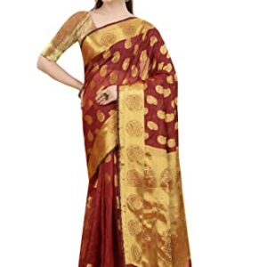 Silk Zone Women's Banarasi Art Silk Saree with Blouse Piece (ASZ00049 Brown)
