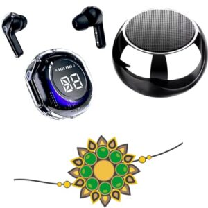 (Raksha Bandhan Special Combo Offer for Sister) Boom Wireless Earbuds+ Bluetooth Metal Speaker Multi Colour