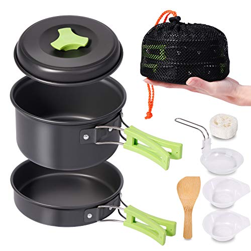 REHTRAD 8 Pcs Camping Cooking Set,Camping Accessories for Outdoor,Camping Utensils with Carry Bag,Camping Bowl Pot Pan Set