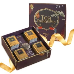 CHAYAM Tea Tranquility Deepawali Gift Hamper | 4 Loose Leaf Blends & Stainless Steel Infuser, 250g | Kashmiri Kahwa, Masala Chai, Himalayan Green, Ginger Lemongrass | Wellness Gift Set for Diwali Season