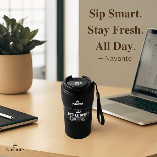 NAVANTE 600ml Coffee Tumbler Leak Proof – LED Temperature Display Travel Mug, Stainless Steel Insulated, 20oz Hot/Cold Thermos, Black – Diwali Deal - Image 7