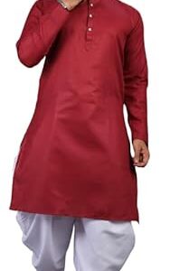 Gauri Laxmi Enterprise Men's Cotton Blend Dhoti Kurta Set (X-Large, Maroon)