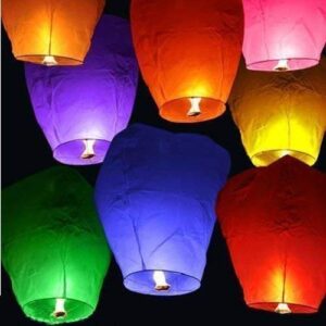 EVOLON DEALS Sky Lanterns Multicolor Wishing Candle Hot Air Paper Balloon for Diwali Marriage Christmas Pack of 3 Air Hot Balloon (E44)-