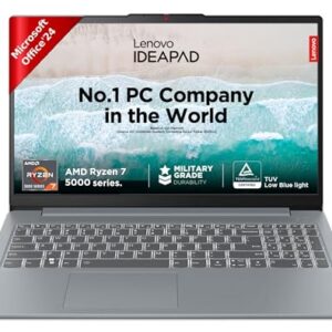 Lenovo IdeaPad Slim 3 Ryzen 7 5825U 15.6" (39.6cm) FHD Thin and Light Laptop (16GB RAM/512GB SSD/Integrated AMD Radeon Graphics/Windows 11/Office Home 2024/Grey/1.6Kg), 82XM00MTIN