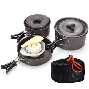 CLUEMART 9PCS Outdoor Portable Camping Cookware Set for 2-3 Persons - Multicolour
