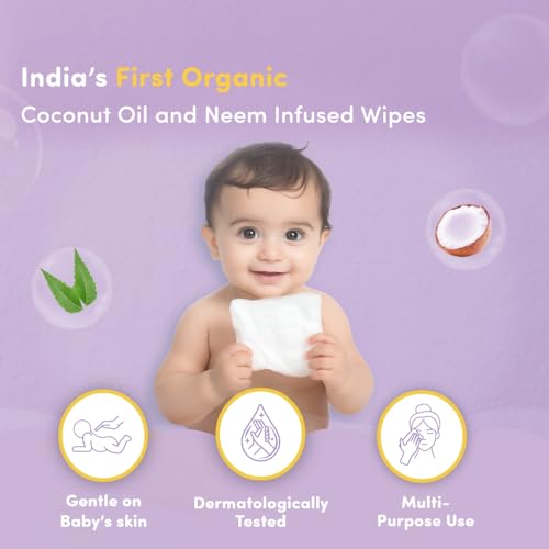 Mylo Gentle Baby Wipes with Lid (72 Wipes x 3 Pack - 216 Water Wipes) | Natural Wet Wipes with Organic Coconut Oil & Neem| Cotton Cloth with Extra Thick - Image 3