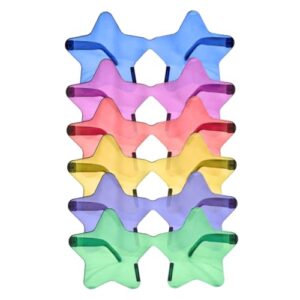 Wanna Party Pack of 6 Rimless Star Shaped Sunglasses Candy Frameless Glasses Colorful Glasses Rainbow Fun Trendy Cosplay Tinted Eyewear Party Favors for Kids & Adults