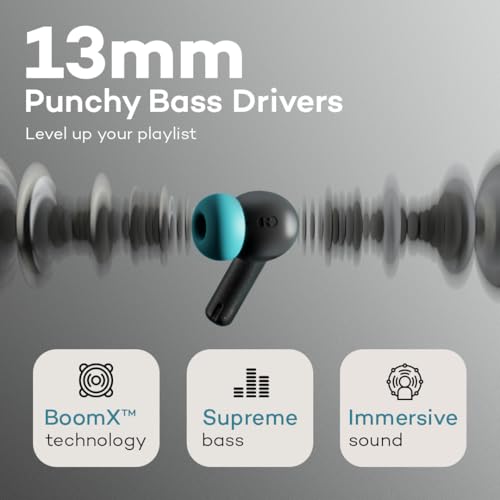 GOBOULT W60 True Wireless in Ear Earbuds 60H Playtime, ZEN Quad Mic ENC, 50ms Xtreme Low Latency, Made in India, Type-C Fast Charging, 13mm Driver, IPX5 Combat Gaming mode,TWS Ear Buds Wireless(Black) - Image 10