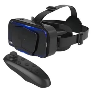 Drumstone (10 Years Warranty) Combo 3D VR Headset+Bluetooth Remote – Virtual Reality Goggles for Movies & Games | Immersive Giant Screen Viewer | Adjustable Design | Gift for All Ages