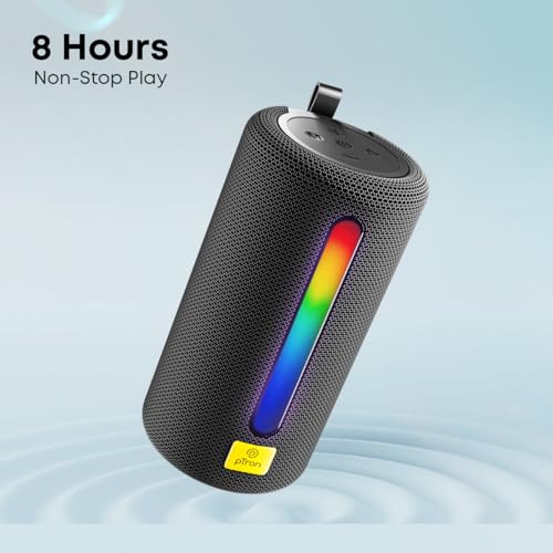 pTron Fusion Buzz 14W Bluetooth Speaker with Pristine Sound, 8hrs Playback, Rhythmic RGB LEDs, Multi-Play Modes BT5.3/TF Card/USB, TWS Feature, Integrated Button Controls, Type-C Charging (Black) - Image 6