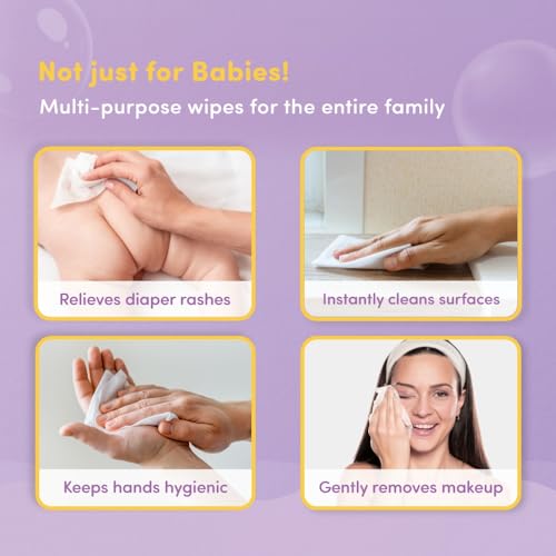 Mylo Gentle Baby Wipes with Lid (72 Wipes x 3 Pack - 216 Water Wipes) | Natural Wet Wipes with Organic Coconut Oil & Neem| Cotton Cloth with Extra Thick - Image 8