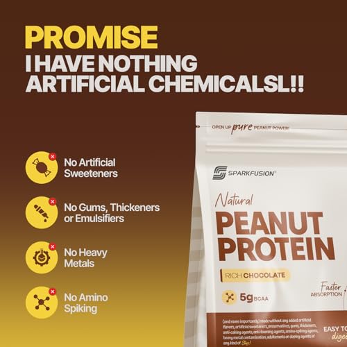Sparkfusion Natural Peanut Protein Isolate–Rich Chocolate Flavor–25g Protein,5g BCAA, Zero Sugar, Gut-Friendly, Vegan, Lab-Tested, No Artificial Additives 500 gm - Image 7