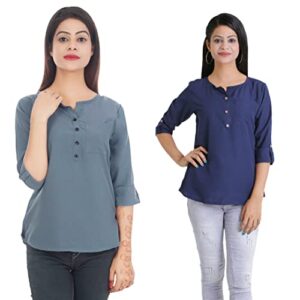 Club Fashion Women's Trendy Crepe Top-Combo Pack of 2