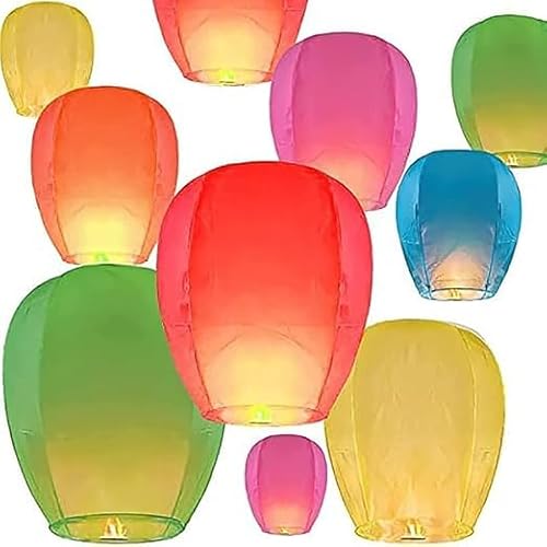 TRUFLAIR Paper Sky Lanterns Multicolour Hot Parachute Air Balloon Flying Night Sky Light Lamp with Fuel Wax Candle for Make a Wish/Diwali/Christmas (Pack of 20 PCS) - Image 3