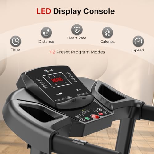 Fitkit by Cult PowerRun-96 BLDC Motor Treadmill (4.5HP Peak) | 12.8km/h Max Speed, 110kg Weight Capacity | 12 Preset Programs, LED Display | AUX/MP3/USB | Home Gym Equipment, Black - Image 9