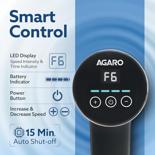 AGARO Galaxy Gun Massager, 4 Heads, 6 Speed, Rechargeable, Handheld, Percussion Muscle Massager for Full Body Pain Relief, Muscle Relaxation of Neck, Shoulder, Back, Foot for Men & Women, Black. - Image 4