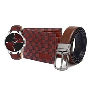 Relish Watch, PU Leather Wallet and Belt Combo Pack for Mens | Diwali Gifts for Mens, Brother, Husband