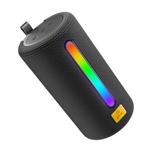 pTron Fusion Buzz 14W Bluetooth Speaker with Pristine Sound, 8hrs Playback, Rhythmic RGB LEDs, Multi-Play Modes BT5.3/TF Card/USB, TWS Feature, Integrated Button Controls, Type-C Charging (Black)