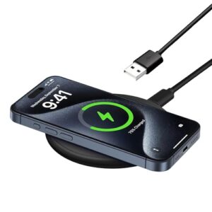 UNIPAD 200 Wireless Charger 15W Max Fast Charging Pad [with Type-A to C Cable] Compatible with iPhone 17/16/16 Plus/16 Pro Max /15/14/13/SE/12 Series, Samsung Galaxy S24/S23/S22 Series (Black)