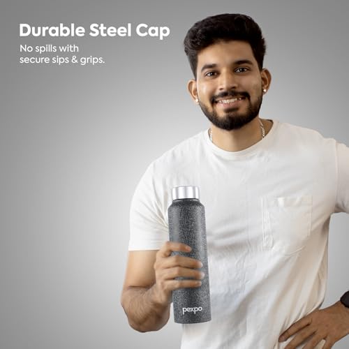 PEXPO Chromo 1000 ISI Certified Stainless Steel Sports/Fridge Water Bottle, 950ml, Black, Pack of 2 | BPA Free | Water Bottle for Office, Gym, School, Yoga, Trekking, Men, Women and Kids - Image 5