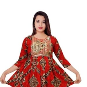 Creation Fashion Embroidered Top Casual Regular Sleeves Printed Women Top (in, Alpha, XL, Regular, Standard, Red)