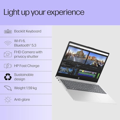 HP 15, Intel Core i3-1315U-13th Gen Laptop (8GB DDR4 Ram,512GB SSD) Anti-Glare, Micro-Edge,15.6'' FHD, Win11,M365 Basic(1yr),Office Home24, Silver,1.59kg, FHD 15-FD0569TU/FD0129TU - Image 4