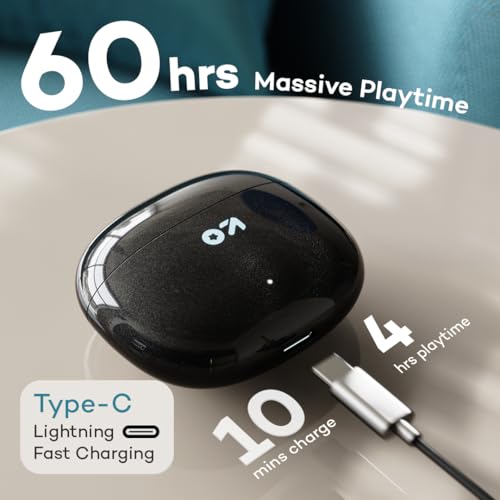 GOBOULT W60 True Wireless in Ear Earbuds 60H Playtime, ZEN Quad Mic ENC, 50ms Xtreme Low Latency, Made in India, Type-C Fast Charging, 13mm Driver, IPX5 Combat Gaming mode,TWS Ear Buds Wireless(Black) - Image 3