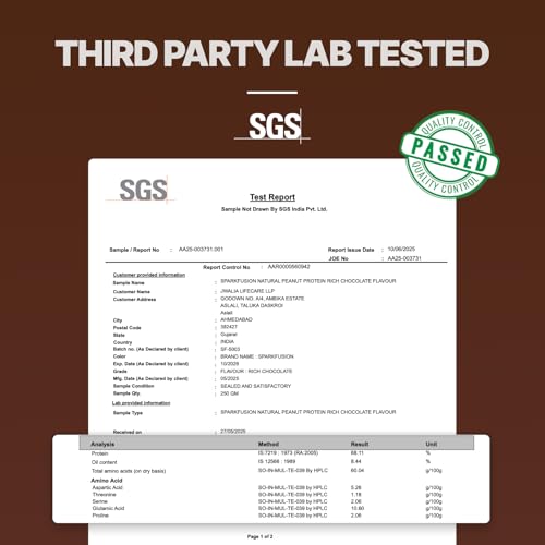 Sparkfusion Natural Peanut Protein Isolate–Rich Chocolate Flavor–25g Protein,5g BCAA, Zero Sugar, Gut-Friendly, Vegan, Lab-Tested, No Artificial Additives 500 gm - Image 8