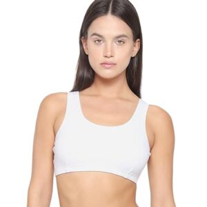 YUCI Girl's Beginners Bra for Sports| Workout Bra | Cotton Non-Padded & Non-Wired Broad Strap| Teenager Bra | Colour:-White, Pack of 1-14-16 Yrs